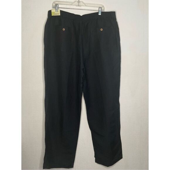 CUBAVERA MEN’S LINEN-BLEND CORE DRAWSTRING PANTS JET BLACK size XL(40-42) - Picture 4 of 14